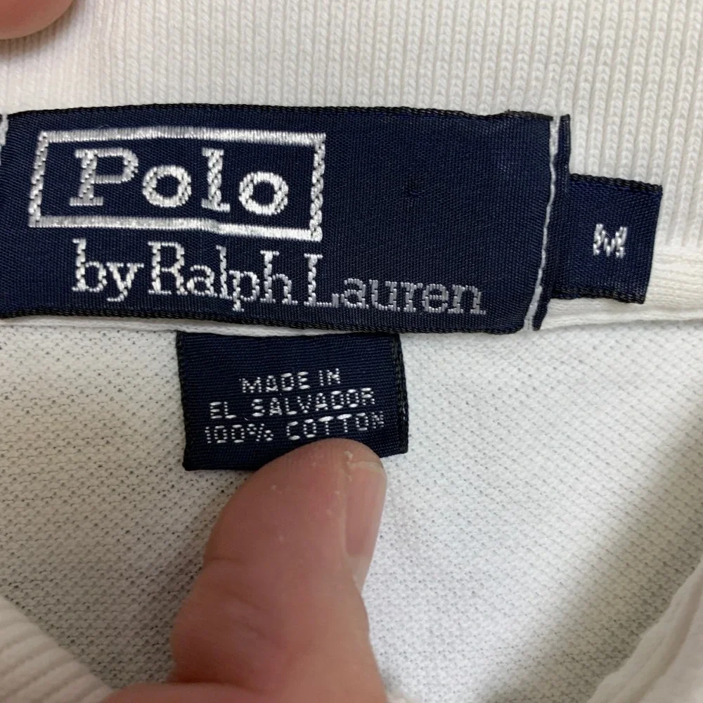 Polo By Ralph Lauren Shirt Mens Medium White Cotton Side Slit Hi Lo Hem Sports
